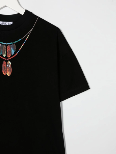 Shop Marcelo Burlon County Of Milan Necklace-print Fringed Dress In Black