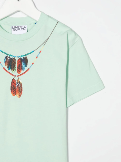 Shop Marcelo Burlon County Of Milan Necklace-print Cotton T-shirt In Green