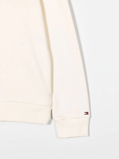 Shop Tommy Hilfiger Junior Logo-print Organic-cotton Sweatshirt In Neutrals