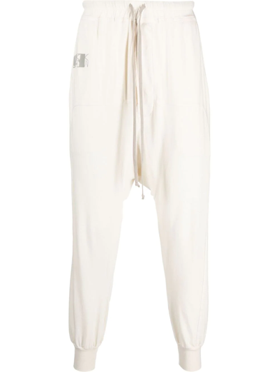 Rick Owens Drkshdw Logo-print Drop-crotch Trousers In Neutrals