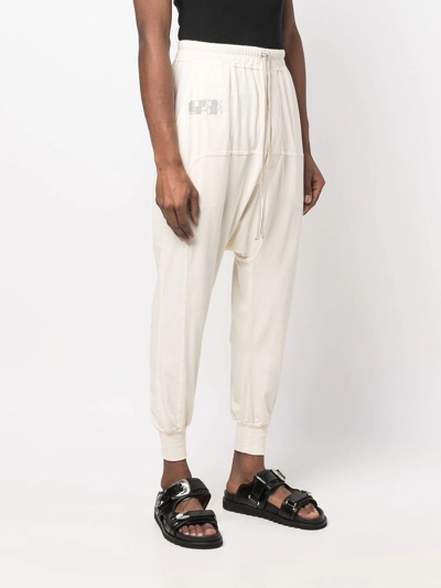 Rick Owens Drkshdw Logo-print Drop-crotch Trousers In Neutrals
