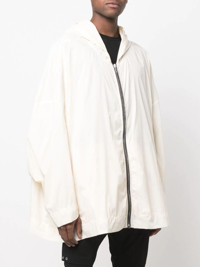 Shop Rick Owens Zipped Hooded Coat In Neutrals