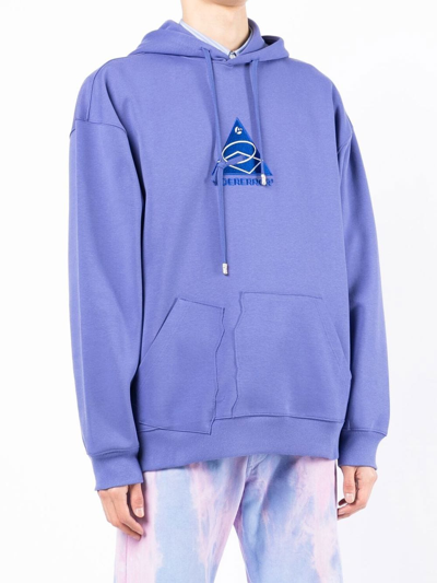 Shop Ader Error Embroidered-logo Asymmetric-pocket Hoodie In Purple