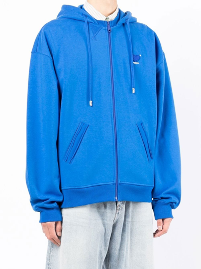 Shop Ader Error Zipped Cotton-blend Hoodie In Blue