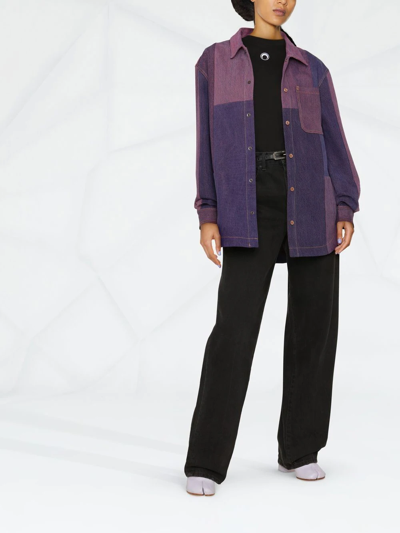 Marine Serre Patchwork Oversized Denim Shirt In Pink