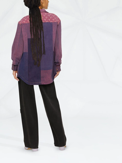 Marine Serre Patchwork Oversized Denim Shirt In Pink