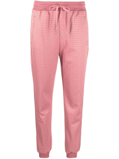 Shop Michael Kors Jacquard-logo Track Pants In Pink