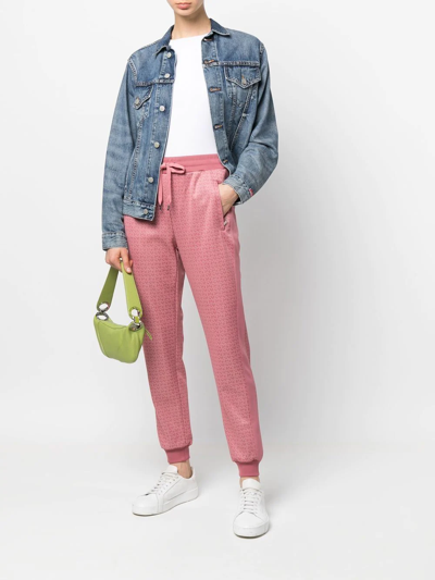 Shop Michael Kors Jacquard-logo Track Pants In Pink