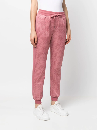 Shop Michael Kors Jacquard-logo Track Pants In Pink
