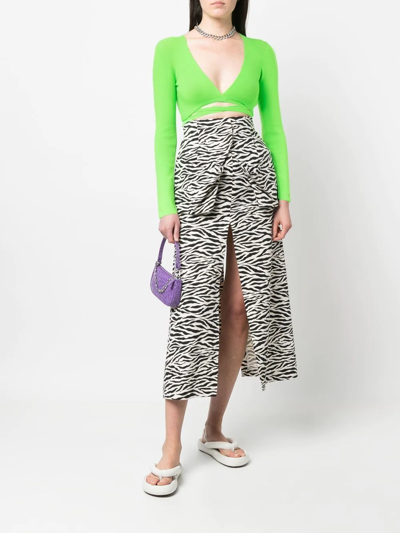 Shop Msgm All-around Tie Fastening Top In Green