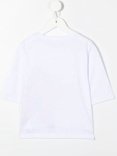 Stella Mccartney Kids White T-shirt With Multicolored Star And Round Logo In White