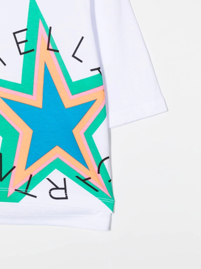 Stella Mccartney Kids White T-shirt With Multicolored Star And Round Logo In White