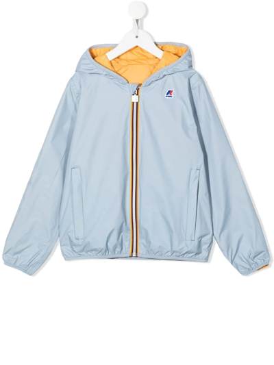 Shop K-way Logo-patch Zip-up Hooded Jacket In Blue