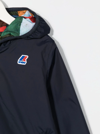 K-way Check-print Hooded Jacket In Blue