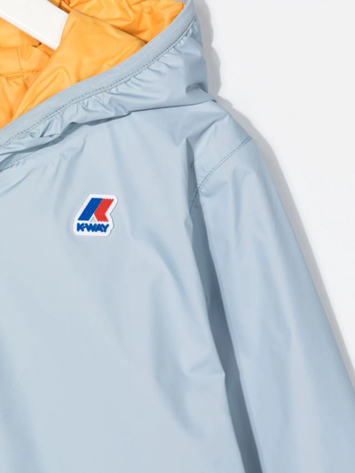 Shop K-way Logo-patch Zip-up Hooded Jacket In Blue