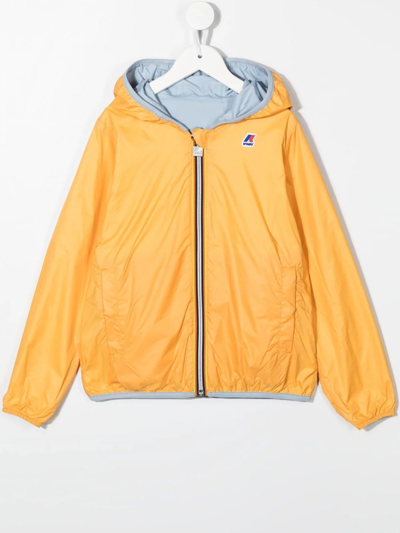 Shop K-way Logo-patch Zip-up Hooded Jacket In Blue