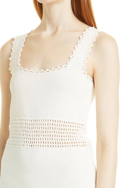 Shop Rebecca Taylor Crochet Trim Cotton Knit Tank Dress In Full Moon