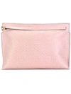 Loewe T Embossed Leather Clutch In Pink