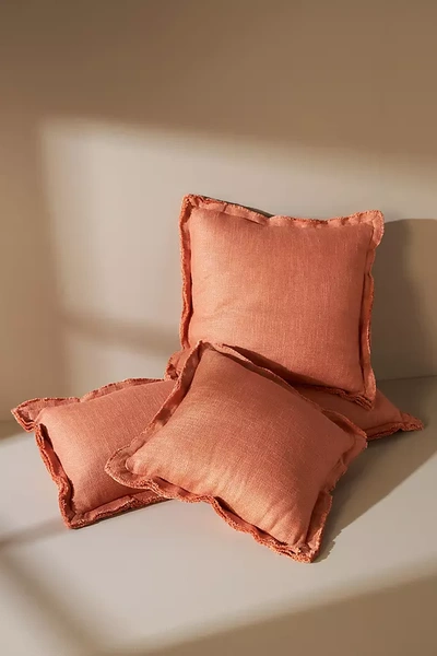 Anthropologie Luxe Linen Cushion In Orange