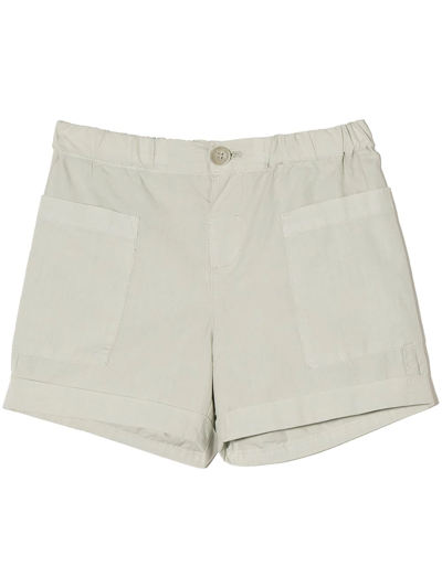 Shop Bonpoint Elasticated Patch-pocket Cotton Shorts In Grey