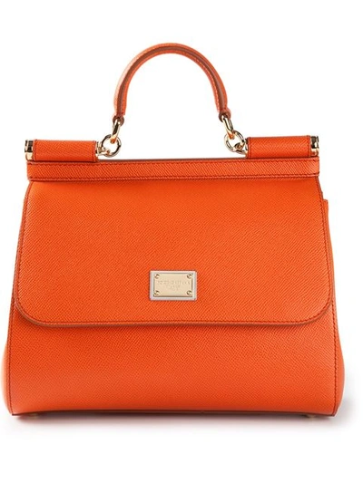 Dolce & Gabbana Medium Sicily Dauphine Leather Bag, Mandarin Orange