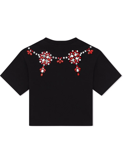 Shop Dolce & Gabbana Gemstone-embellished Cotton T-shirt In Black