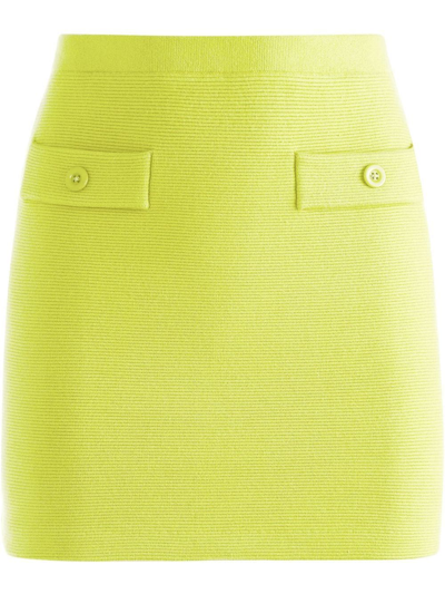 Shop Alice And Olivia Kipp Knitted Mini Skirt In Yellow