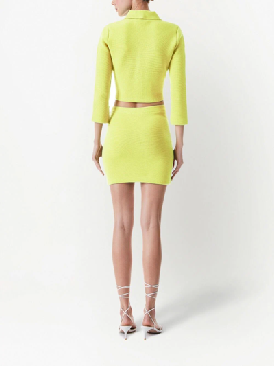 Shop Alice And Olivia Kipp Knitted Mini Skirt In Yellow