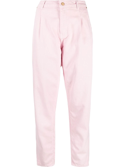 Shop Essentiel Antwerp High-waisted Tapered Jeans In Pink