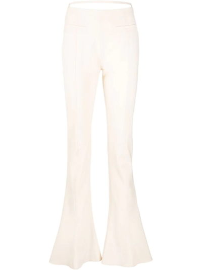 Shop Jacquemus Wool-blend Flared Trousers In Neutrals