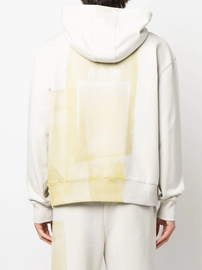 Shop A-cold-wall* Graphic-print Cotton Hoodie In Neutrals