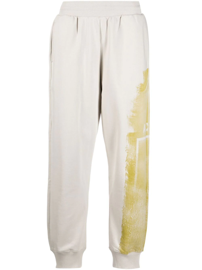 Shop A-cold-wall* Graphic-print Cotton Joggers In Neutrals