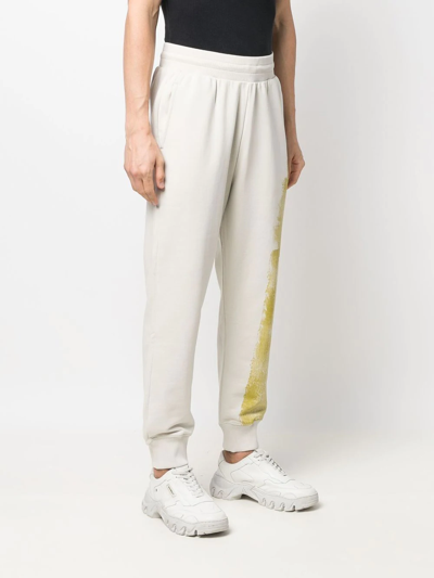 Shop A-cold-wall* Graphic-print Cotton Joggers In Neutrals