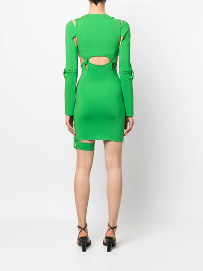 Shop Jacquemus Mari Cut-out Fitted Mini Dress In Green