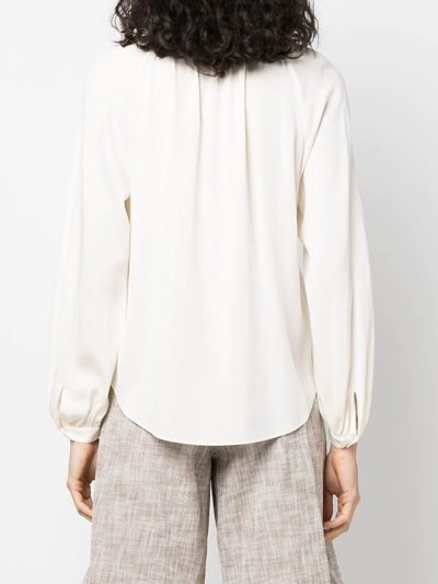 Shop Theory Gathered-detailing Stretch-silk Blouse In White
