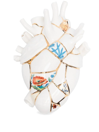 Shop Seletti X Marcantonio Raimondi Malerba Love In Bloom Kintsugi Porcelain Heart In White