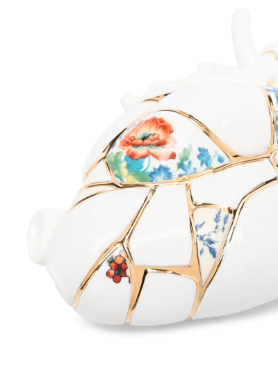 Shop Seletti X Marcantonio Raimondi Malerba Love In Bloom Kintsugi Porcelain Heart In White