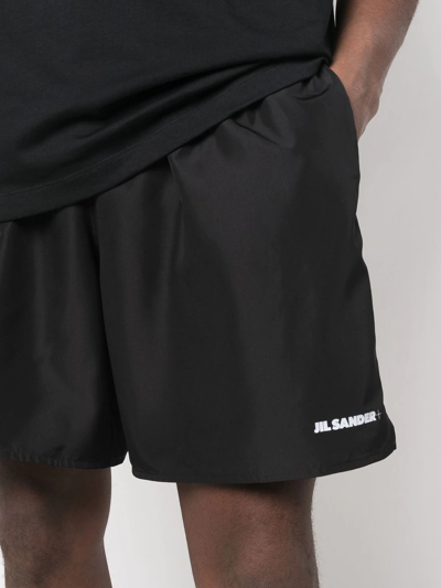 Shop Jil Sander Logo-print Track Shorts In Black