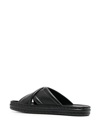 Fendi Ff Logo-embossed Slide Sandals In Black