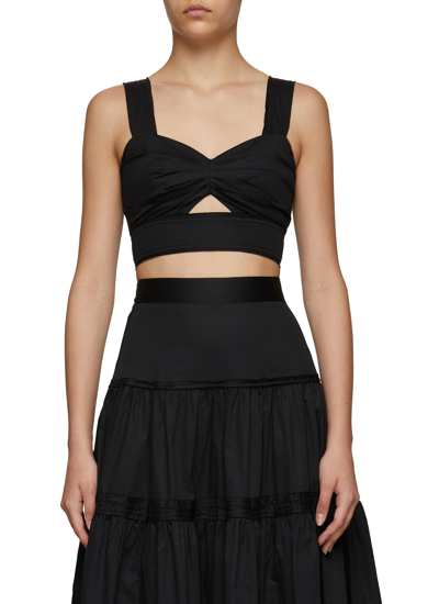 Shop Aje 'recurrence' Bustier Cotton Poplin Cropped Top In Black