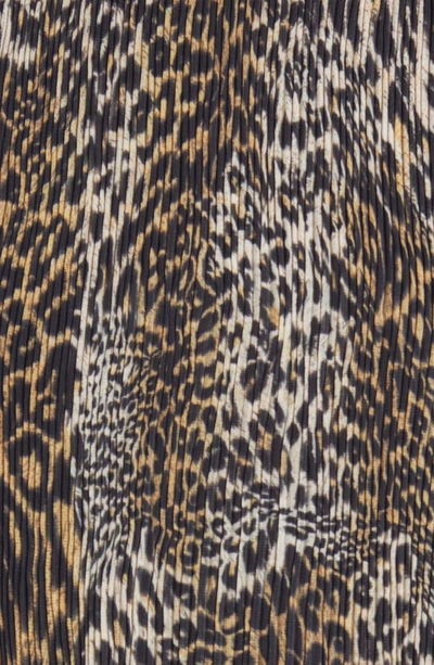 Shop Allsaints Antheia Kiku Plissé Leopard Print Dress In Honey Brown