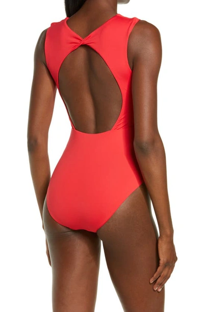 Shop Seafolly Cutout Recycled Polyester One-piece Swimsuit In Chilli Red