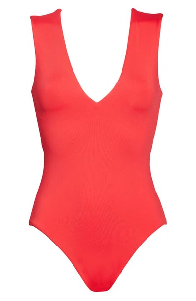 Shop Seafolly Cutout Recycled Polyester One-piece Swimsuit In Chilli Red