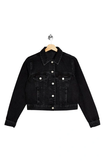 Shop Topshop Tilda Washed Black Denim Jacket