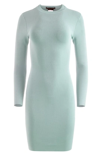 Alice And Olivia Estelle Reversible Twist Detail Long Sleeve Body-con Dress In Sage