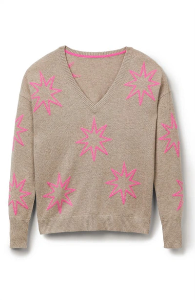 Shop Boden Cashmere V-neck Sweater In Neon Starburst Grey