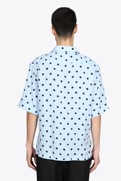 Shop Aglini Pois Blu Light Blue Polka Dots Lyocell Shirt With Short Sleeves