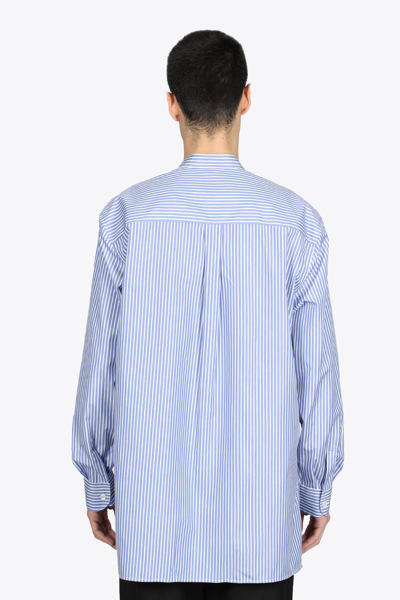 Shop Aglini Bianco/azzurro Light Blue/white Striped Shirt With Long Sleeves