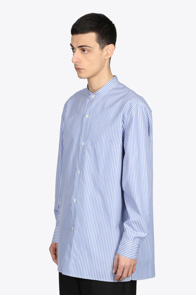 Shop Aglini Bianco/azzurro Light Blue/white Striped Shirt With Long Sleeves