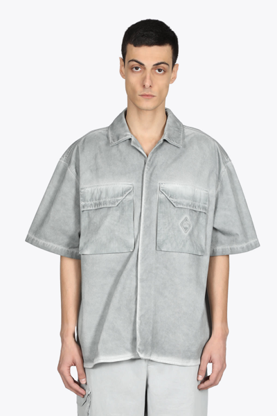Shop A-cold-wall* Woven Dye Tech Short Sleeve Overshirt Light Grey Garment Dyed Cotton Shirt With Short Sleeves In Grigio Chiaro